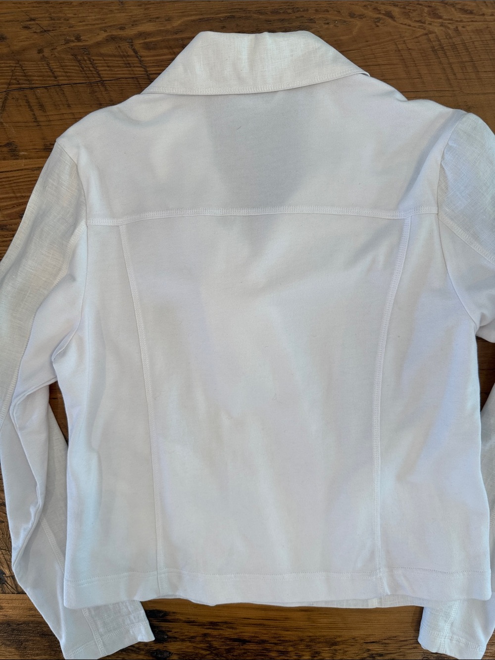 White Mixed Media Linen and Knit Jacket - Picture 3 of 7